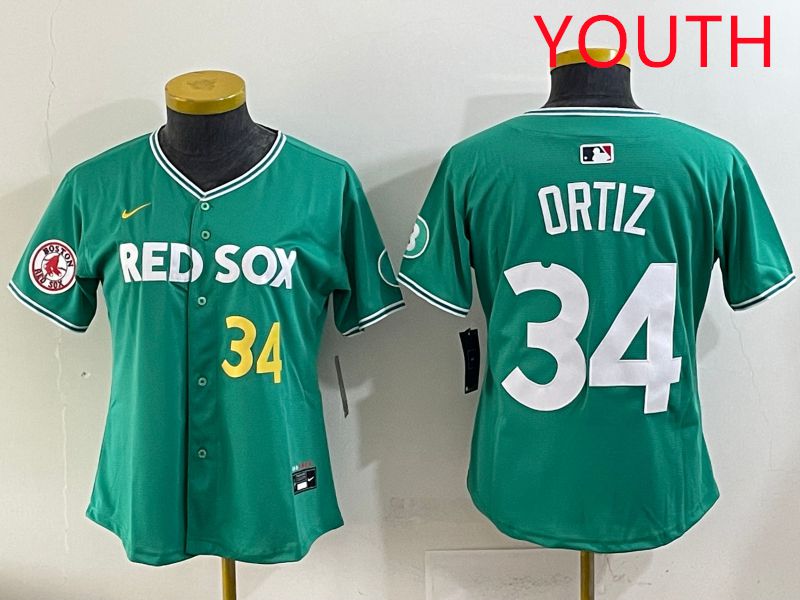 Youth 2025 Boston Red Sox #34 Ortiz Dark Green Joint Name Nike MLB Jersey style 7